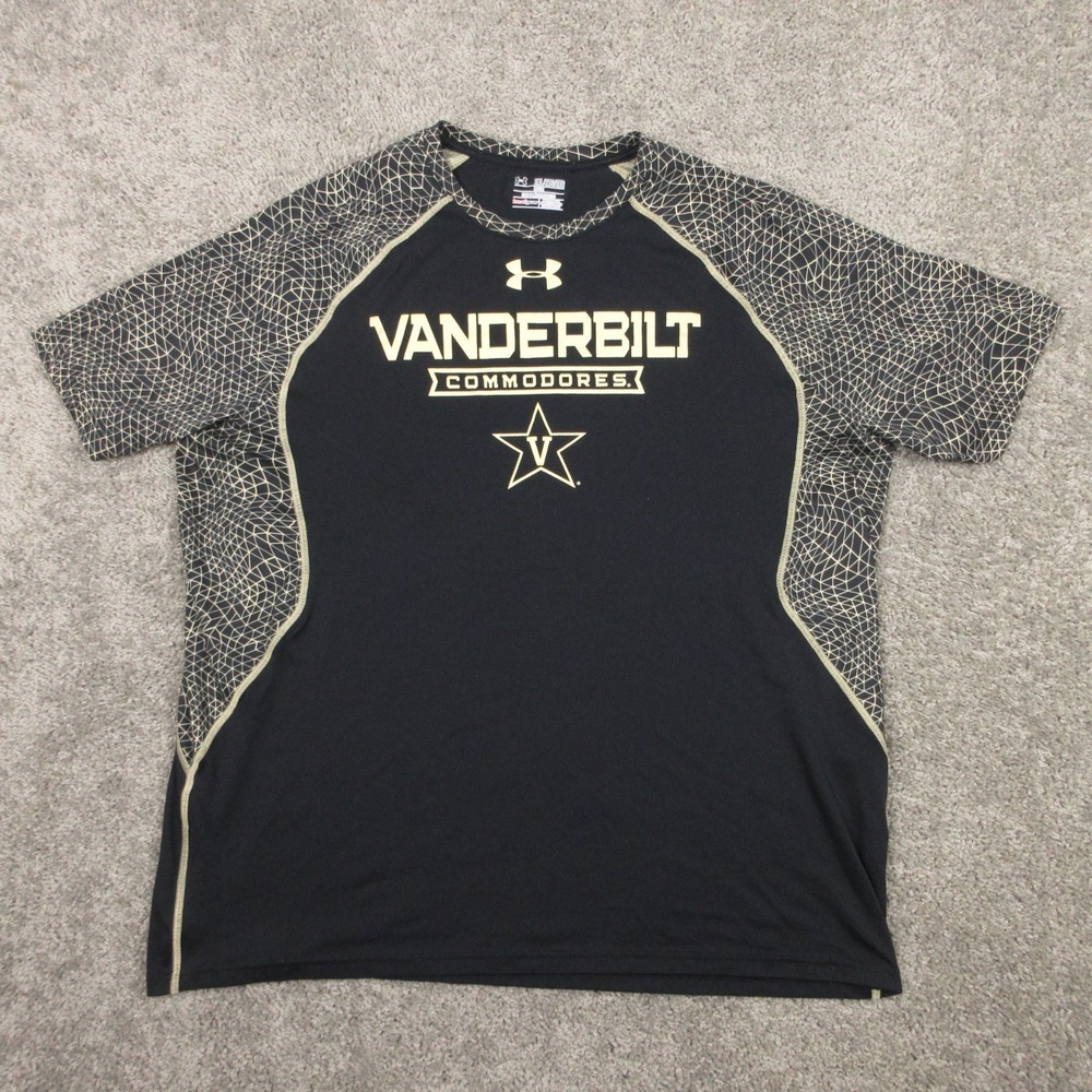 Vanderbilt Commodores Shirt Mens 2XL Black Under Armour HeatGear Performance EUC
